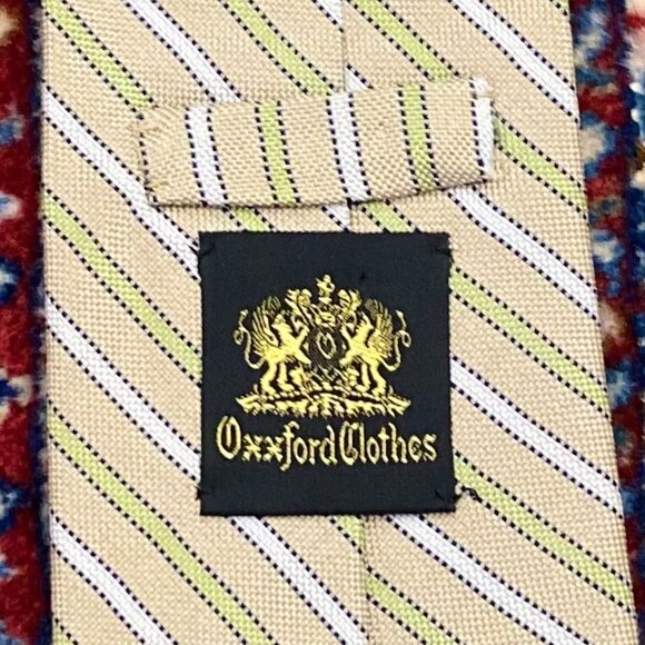 OXXFORD CLOTHES Tie (Cream, Striped, Silk) - Picture 2 of 2